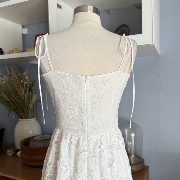 MRS & HUGS Lace Tiered Midi Maxi Dress Smocked Back Cottagecore Off-white - Picture 10 of 10